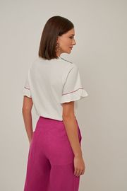 CAMISETA SANTA MÔNICA OFF WHITE BORDADA