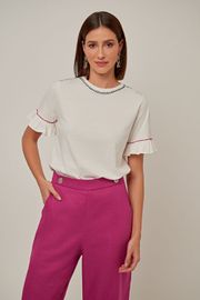 CAMISETA SANTA MÔNICA OFF WHITE BORDADA