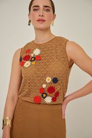 BLUSA REGATA SUGAR TELA CAQUI