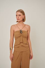 BLUSA TINA VISCOSE CAQUI