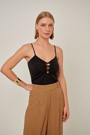 BLUSA TROPICÁLIA VISCOLYCRA PRETA 