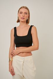 BLUSA TOP ARUBA RIBANA PRETA 