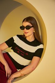 BLUSA THAISA TRICOT E BORDADO