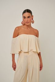 BLUSA VERANEIO EM LINHO ECRU