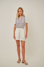 BLUSA AMALIA OFF WHITE LINHO E RENDA