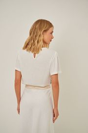 BLUSA AMALIA OFF WHITE LINHO E RENDA