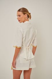CAMISA VALENTINA LINHO E BORDADOS OFF WHITE