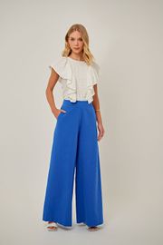 CALÇA PANTALONA ANETE LINHO AZUL