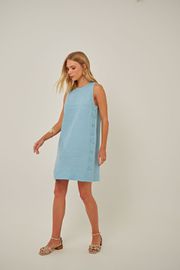 VESTIDO BABILÔNIA AZUL EM LINHO