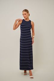 VESTIDO LONGO ALENA VISCOSE LISTRADA