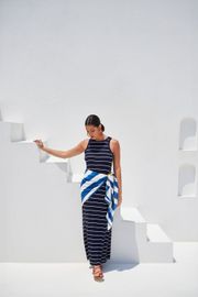 VESTIDO LONGO ALENA VISCOSE LISTRADA