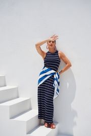 VESTIDO LONGO ALENA VISCOSE LISTRADA