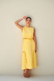 SAIA ARA AMARELA CAMBRAIA DE LINHO