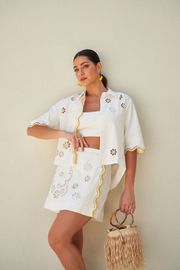 CAMISA VALENTINA LINHO E BORDADOS OFF WHITE
