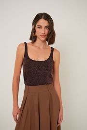 BLUSA CLEA MALHA FOIL MARROM