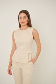 BLUSA COMETA ALFAIATARIA BEGE
