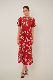 VESTIDO VERMELHO ENERGIA ESTAMPA CEREJEIRAS