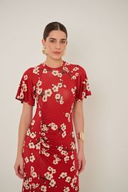 VESTIDO VERMELHO ENERGIA ESTAMPA CEREJEIRAS