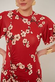 VESTIDO VERMELHO ENERGIA ESTAMPA CEREJEIRAS