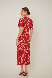 VESTIDO VERMELHO ENERGIA ESTAMPA CEREJEIRAS
