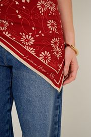 LENÇO CRISTINA VERMELHO FLORAL