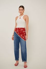 LENÇO CRISTINA VERMELHO FLORAL