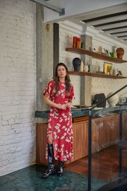 VESTIDO VERMELHO ENERGIA ESTAMPA CEREJEIRAS
