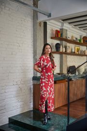 VESTIDO VERMELHO ENERGIA ESTAMPA CEREJEIRAS
