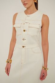 VESTIDO FEVER SARJA OFF WHITE