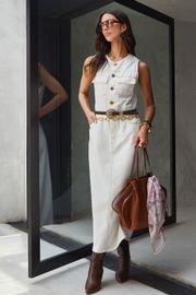 VESTIDO FEVER SARJA OFF WHITE