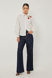 CAMISA HAYE FIO TINTO E BORDADO