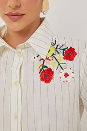 CAMISA HAYE FIO TINTO E BORDADO
