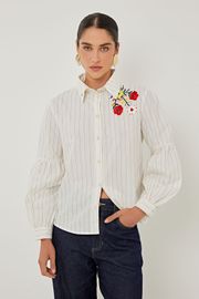 CAMISA HAYE FIO TINTO E BORDADO