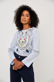 BLUSA KIM CAMBRAIA BORDADA