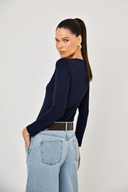 BLUSA MIRELLA MALHA MARINHO