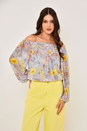 BLUSA MARCELA TULE FLORAL