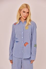 CAMISA PARIS LISTRADA COM BORDADO