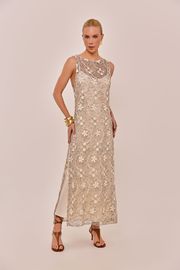 VESTIDO ONDAS TELA BORDADA