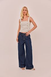 CALÇA NINA JEANS WIDE LEG