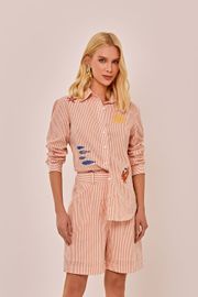 CAMISA PARIS LISTRADA COM BORDADO