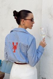CAMISA PARIS LISTRADA COM BORDADO