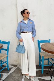 CAMISA PARIS LISTRADA COM BORDADO