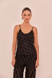 BLUSA PEACH EM VOIL PRETO