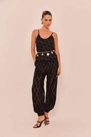 BLUSA PEACH EM VOIL PRETO