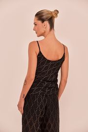 BLUSA PEACH EM VOIL PRETO