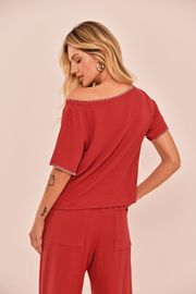 BLUSA RITA EM MALHA VERMELHA