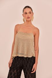 BLUSA PRIMAVERA EM LUREX DOURADO