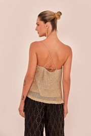 BLUSA PRIMAVERA EM LUREX DOURADO