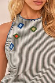 BLUSA PIXIE TRICOLINE COM BORDADO