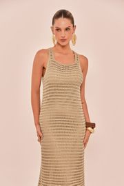 VESTIDO PILAR TRICOT CAQUÍ